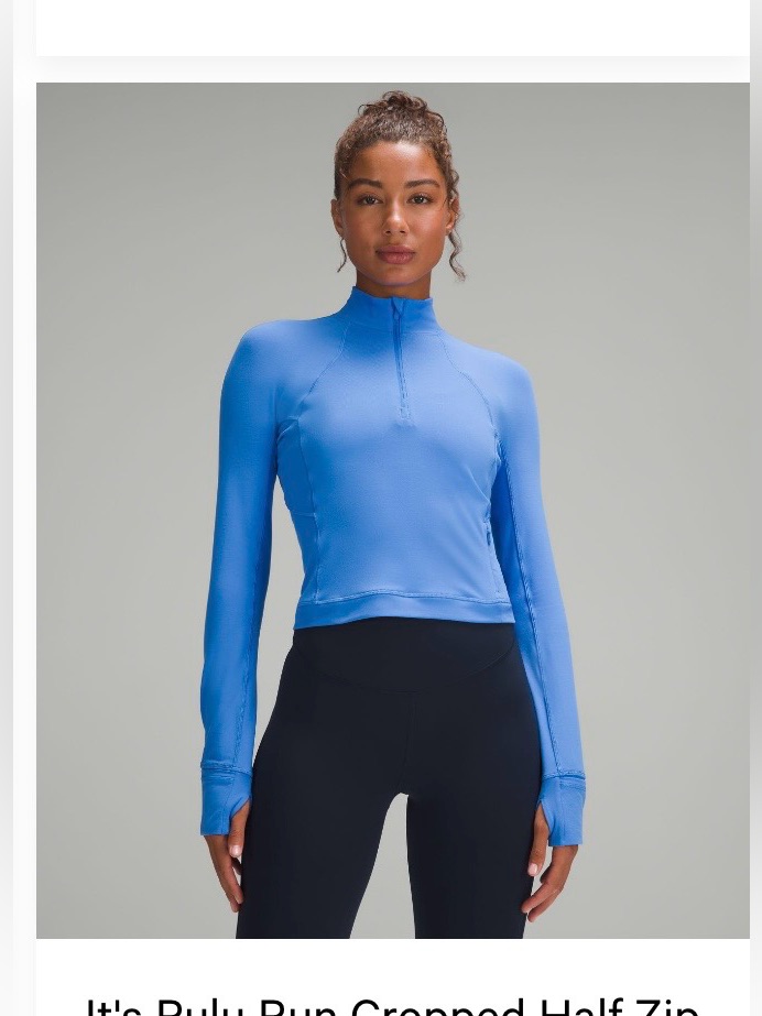 Lululemon Athletica Blue Cropped Half-Zip Performance Top